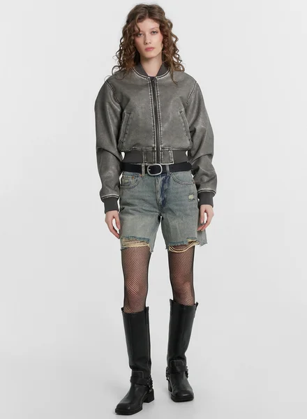 Mark Formelle Куртка женская кожаная серая