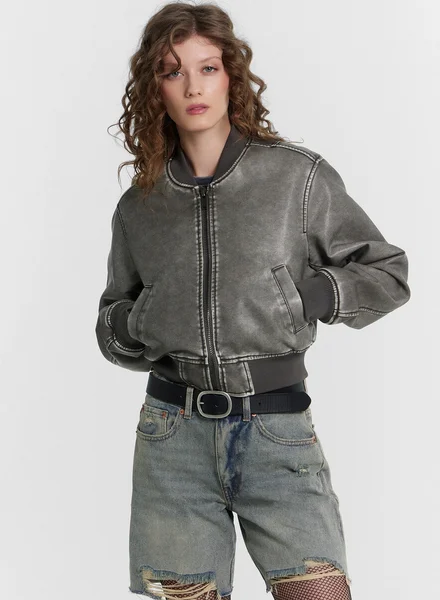 Mark Formelle Куртка женская кожаная серая