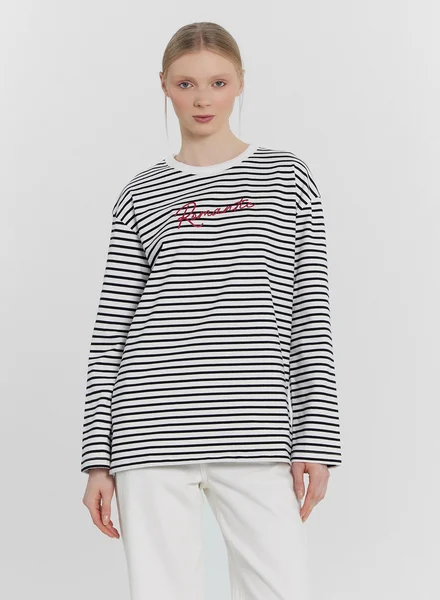 Mark Formelle Джемпер женский в полоску с принтом