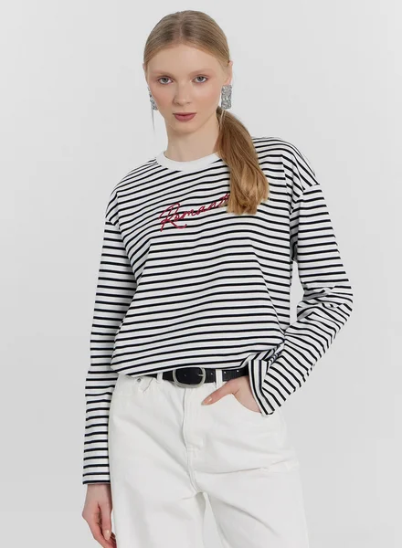 Mark Formelle Джемпер женский в полоску с принтом