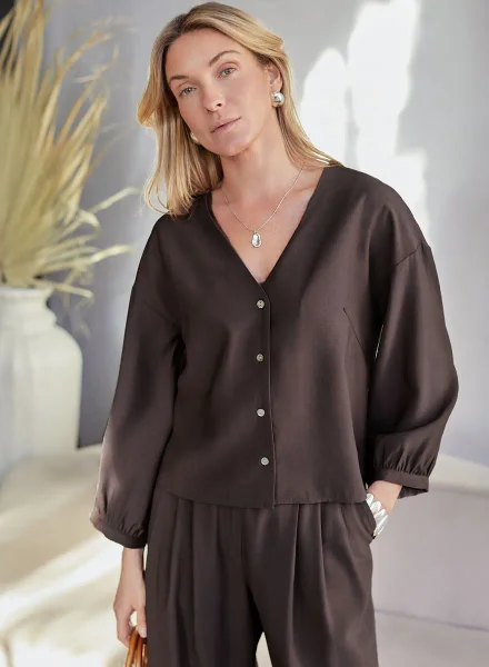 VILATTE Блузка кофейный VILATTE