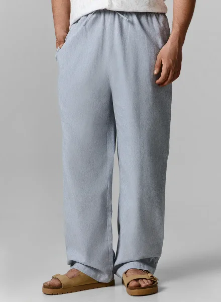 Mark Formelle Брюки мужские серые прямого кроя льняные