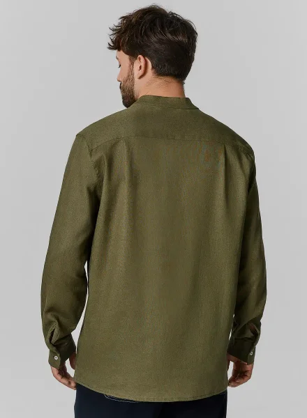 Mark Formelle Рубашка мужская зеленая прямого кроя льн