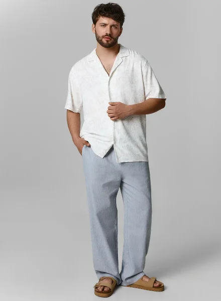 Mark Formelle Брюки мужские серые прямого кроя льняные